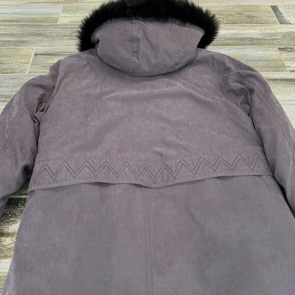 Utex Purple Winter Coat Quilted Lined Warm Detachable Faux Fur Drawstring Waist - Picture 8 of 9